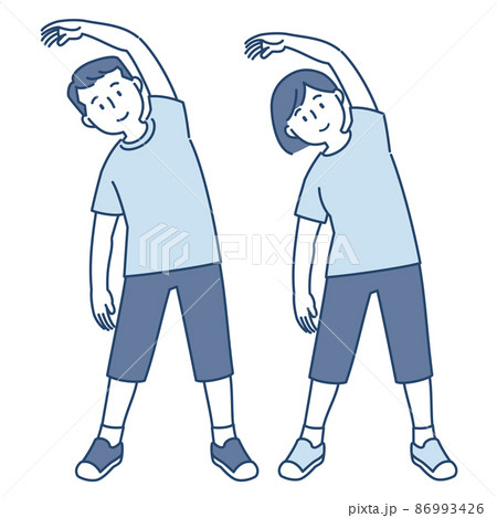 体操をする若い男女 体操をする若い男女 86993426