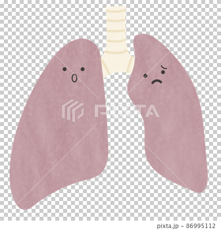Illustration of the left lung of a surprised face and the right lung of a troubled face Illustration of the left lung of a surprised face and the right lung of a troubled face 86995112