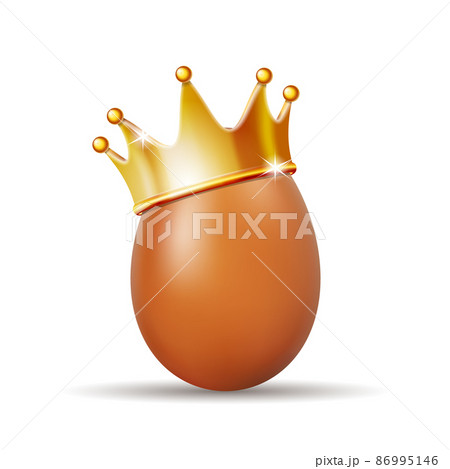 Realistic egg with golden crown for design flyer, corporate template, brochure. 86995146