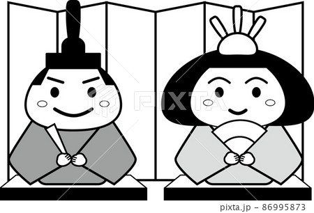 おひなさまのイラスト　おびな男雛とめびな女雛 86995873