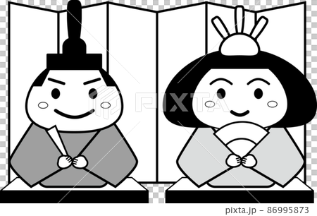 おひなさまのイラスト　おびな男雛とめびな女雛 86995873
