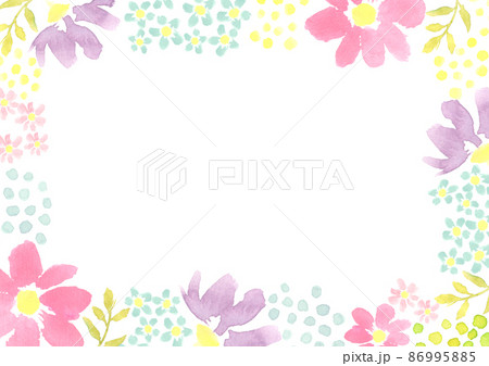 水彩で描いた北欧風の花柄のフレーム 86995885