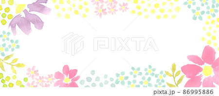 水彩で描いた北欧風の花柄のバナー 86995886
