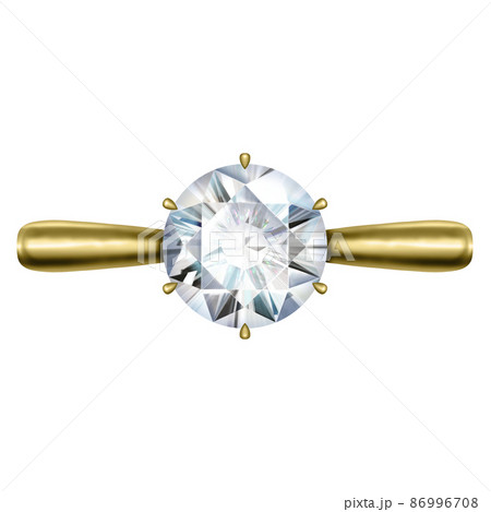 4月誕生石・宝石 ダイヤモンドの金の指輪・リング ラスター素材のイラスト素材 [86996708] - PIXTA