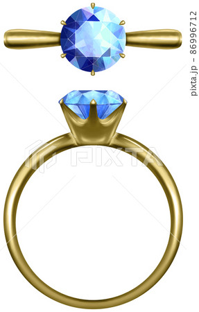9月誕生石・宝石　サファイアの金の指輪・リングセット　ベクター素材 86996712