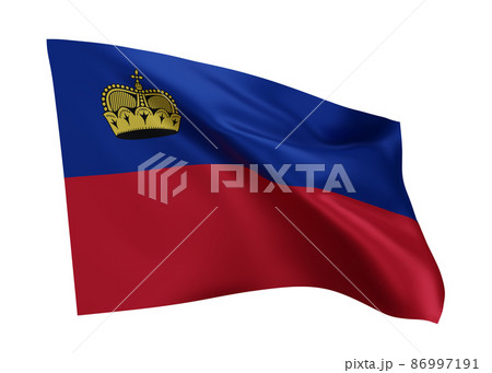 3d illustration flag of Liechtenstein. Liechtenstein high resolution flag isolated against white background. 3d rendering 86997191