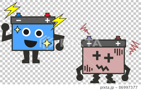 Comparison illustration of new battery and old storage battery 86997377