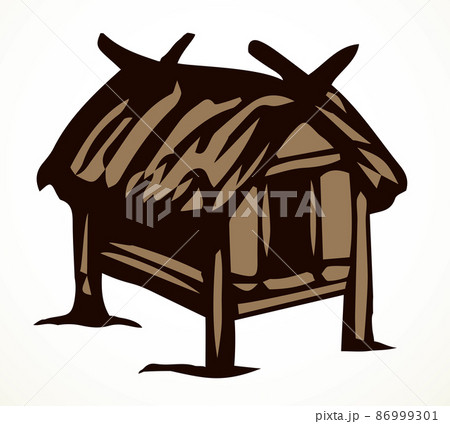 Old wooden hut icon. Vector drawing Old wooden hut icon. Vector drawing 86999301