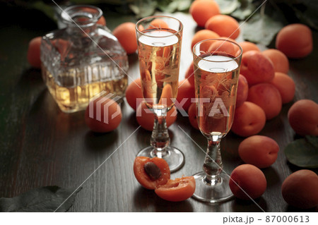 Apricot liquor with fresh fruits. Apricot liquor with fresh fruits. 87000613