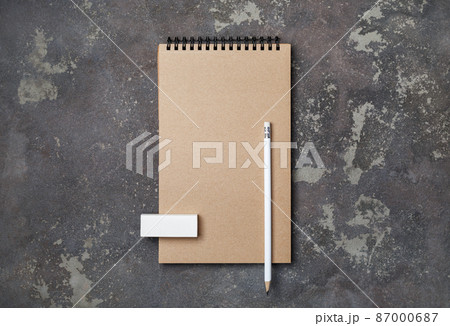 Blank notebook, pencil, eraser Blank notebook, pencil, eraser 87000687