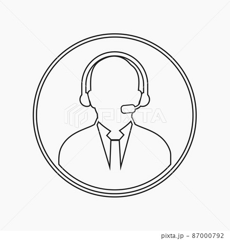 Call centre operator icon with headphone symbol. Line style vector EPS. Call centre operator icon with headphone symbol. Line style vector EPS. 87000792
