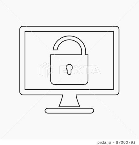 Insecure computer protection icon. Line style vector EPS. Insecure computer protection icon. Line style vector EPS. 87000793