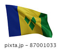 3d illustration flag of Saint Vincent and the Grenadines. Saint Vincent and the Grenadines high resolution flag isolated on white . 3d rendering 3d illustration flag of Saint Vincent and the Grenadines. Saint Vincent and the Grenadines high resolution flag isolated on white . 3d rendering 87001033