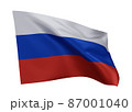 3d illustration flag of Russia. Russian high resolution flag isolated against white background. 3d rendering 3d illustration flag of Russia. Russian high resolution flag isolated against white background. 3d rendering 87001040