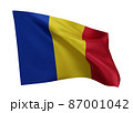 3d illustration flag of Romania. Romanian high resolution flag isolated against white background. 3d rendering 3d illustration flag of Romania. Romanian high resolution flag isolated against white background. 3d rendering 87001042