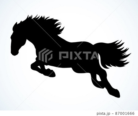 Galloping horse. Vector drawing icon Galloping horse. Vector drawing icon 87001666