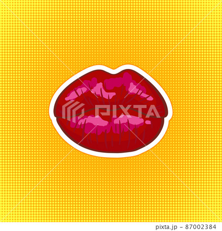 Sexy red lips icon isolated on white background. Beautiful womans an air kiss with glossy lipstick. Fashion vector illustration. Sexy red lips icon isolated on white background. Beautiful womans an air kiss with glossy lipstick. Fashion vector illustration. 87002384