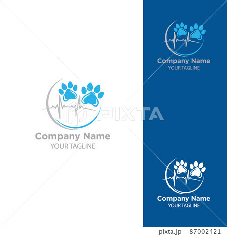 Vector Pet Care logo design template. Graphic sitting cat and dog logotype Vector Pet Care logo design template. Graphic sitting cat and dog logotype 87002421