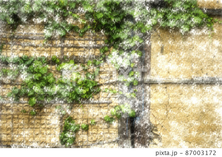 京都市東山区白川白川橋周辺をデジタル処理した水彩画 87003172