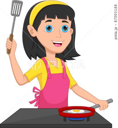 cute girl cooking in the kitchen cute girl cooking in the kitchen 87003188