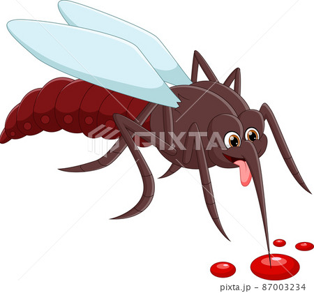 cartoon mosquito drinking blood on white background 87003234
