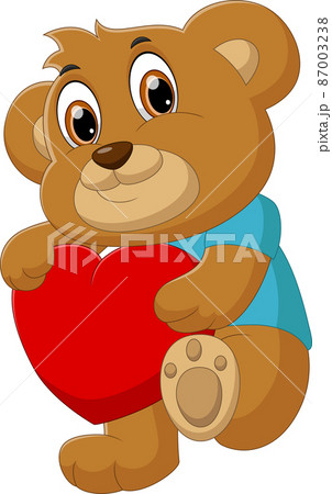 cute little bear cartoon holding heart love cute little bear cartoon holding heart love 87003238