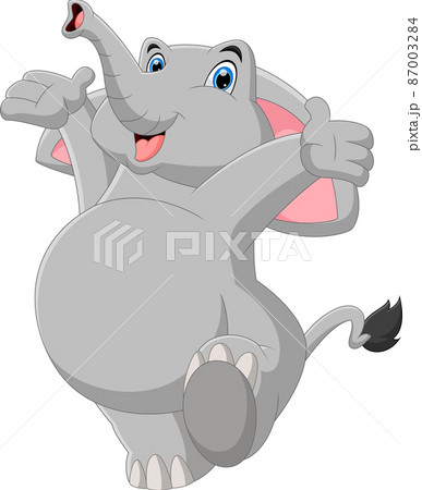 cartoon baby elephant waving 87003284