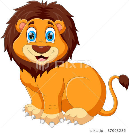 cartoon baby lion posing smiling 87003286