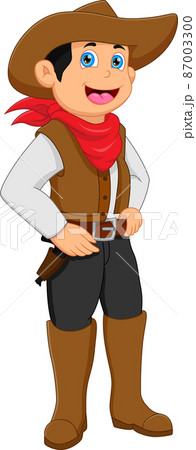cartoon boy wearing cowboy costume - Stock Illustration [87003300] - PIXTA