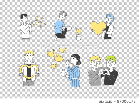 Concept art of people who share, dedicate, and nurture love Comical handwritten person 87006178