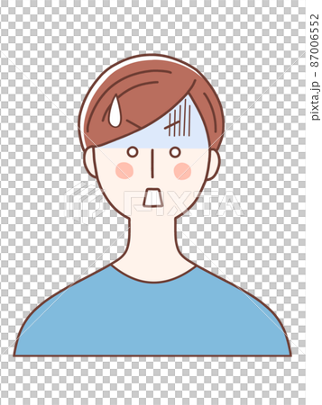 青い服を着てショックを受ける男性 87006552