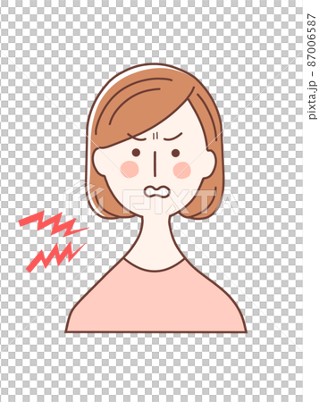 ピンクの服を着てイライラする女性 87006587