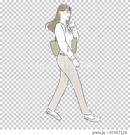 行走的女人水彩長棕色 87007128