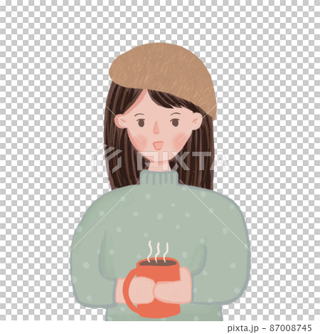 ホットココアを持つ女の子イラスト ホットココアを持つ女の子イラスト 87008745