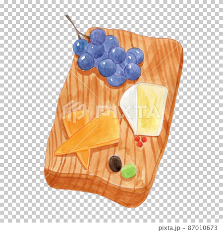 Cheese, olive and wine snack set watercolor illustration Cheese, olive and wine snack set watercolor illustration 87010673