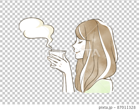 熱飲和微笑的女人 熱飲和微笑的女人 87011328