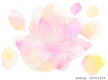 水彩　にじみ　テクスチャー　ピンク　オレンジ 87012243