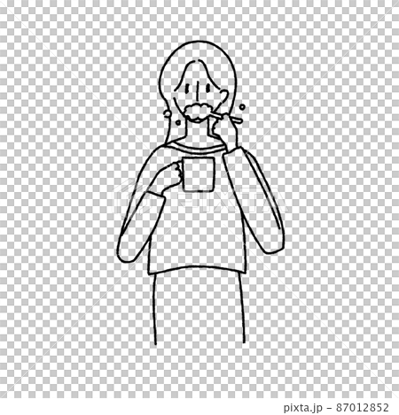 歯磨きをしている女性のイラスト 87012852