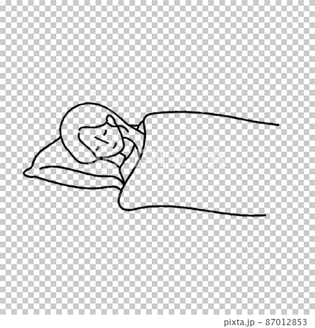 Illustration of a woman sleeping in a bed 87012853