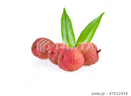 Fresh ripe lychee fruits on white background Fresh ripe lychee fruits on white background 87012939