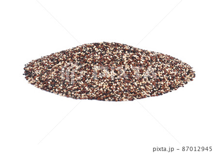 Heap of chia seeds on white background Heap of chia seeds on white background 87012945
