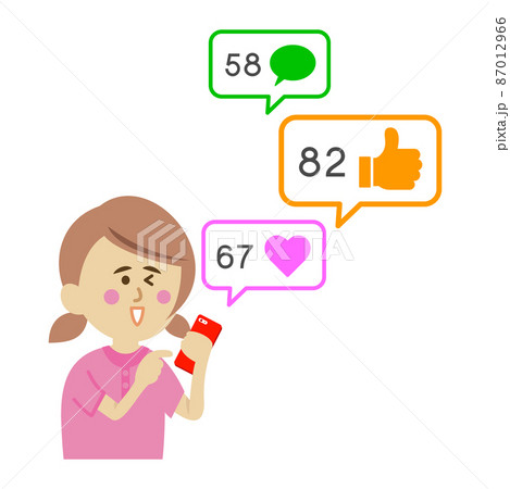 いいね!に喜ぶ子供のイラストイメージ いいね!に喜ぶ子供のイラストイメージ 87012966
