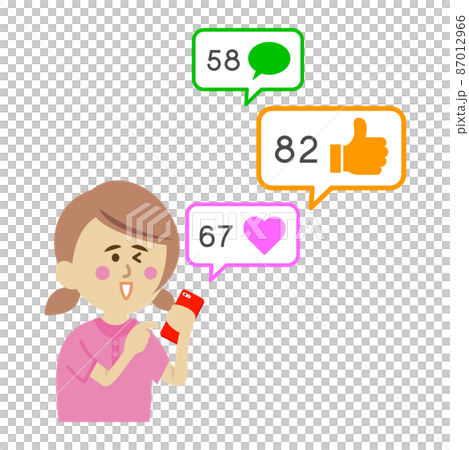 いいね!に喜ぶ子供のイラストイメージ いいね!に喜ぶ子供のイラストイメージ 87012966