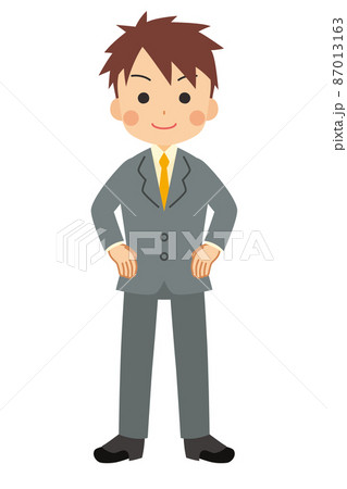 フォーマルウェアの可愛い若い男性のイラスト　白背景　クリップアート　シンプル　全身 87013163