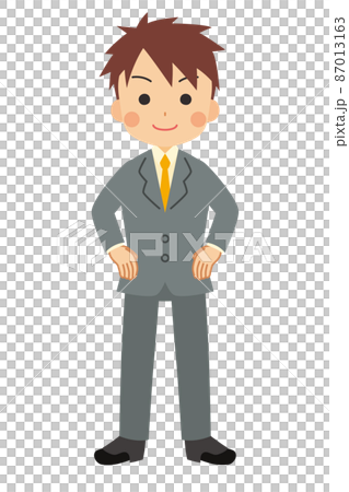 フォーマルウェアの可愛い若い男性のイラスト　白背景　クリップアート　シンプル　全身 87013163