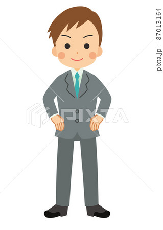フォーマルウェアの可愛い若い男性のイラスト　白背景　クリップアート　シンプル　全身 87013164