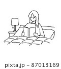 ベッドで本を読む女性のイラスト 87013169