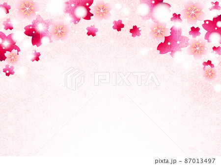 和紙水彩風淡桃麻の葉桜キラキラ背景 和紙水彩風淡桃麻の葉桜キラキラ背景 87013497