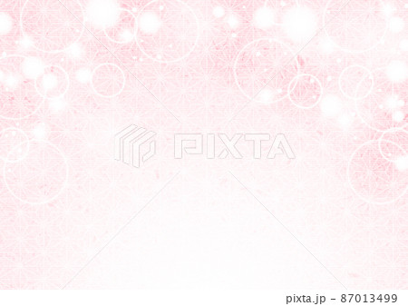 淡桃の光輪キラキラほわほわ麻の葉背景 淡桃の光輪キラキラほわほわ麻の葉背景 87013499