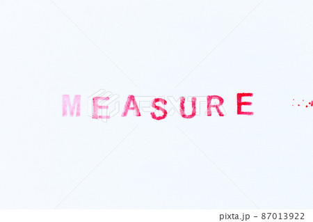 Red color ink rubber stamp in word measure on white paper background Red color ink rubber stamp in word measure on white paper background 87013922